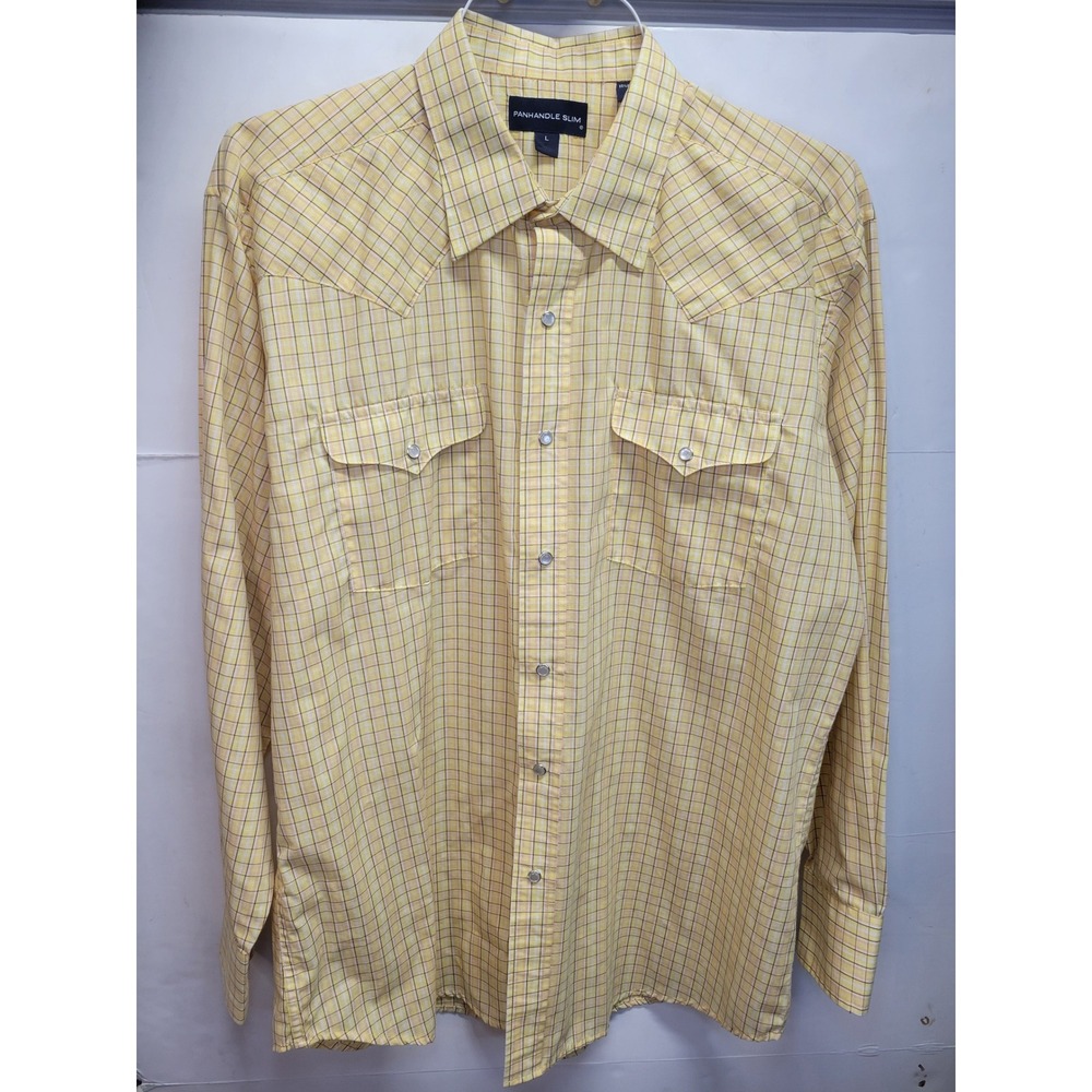 Panhandle Slim Plaid Western Shirt Mens Large Snap‎ Button Pockets Cowboy